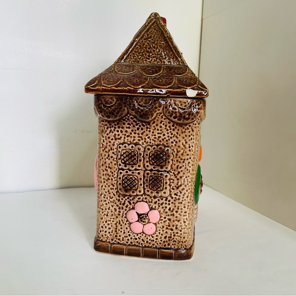 Vintage Ceramic Cookie Jar Gingerbread Design 1970s Japan - Picture 3 of 12